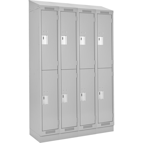 Clean Line Lockers, 2 -tier, Bank of 4, 48" x 18" x 82", Steel, Grey, Rivet (Assembled) Equipment World