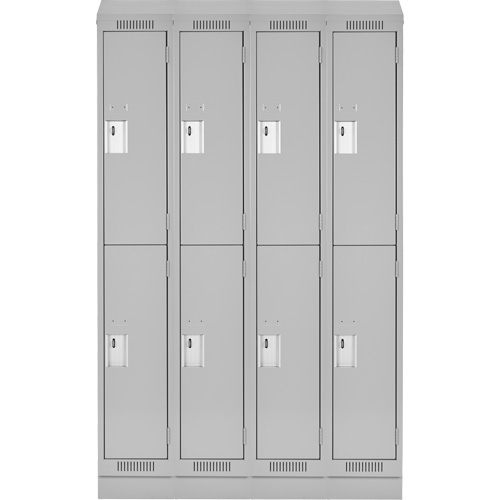 Clean Line Lockers, 2 -tier, Bank of 4, 48" x 18" x 82", Steel, Grey, Rivet (Assembled) Equipment World