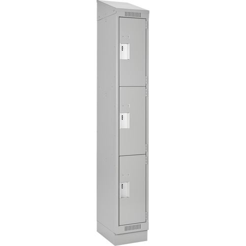 Clean Line Lockers, 3 -tier, 12" x 18" x 82", Steel, Grey, Rivet (Assembled) Equipment World
