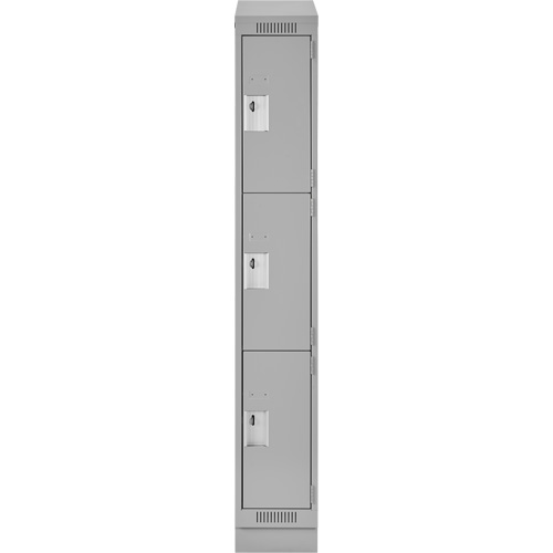 Clean Line Lockers, 3 -tier, 12" x 18" x 82", Steel, Grey, Rivet (Assembled) Equipment World