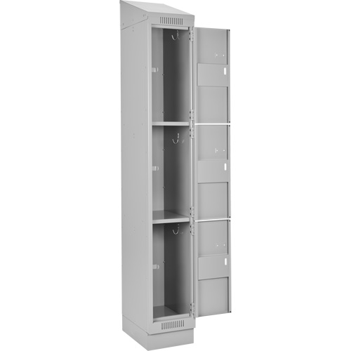 Clean Line Lockers, 3 -tier, Bank of 4, 48" x 18" x 82", Steel, Grey, Rivet (Assembled) Equipment World
