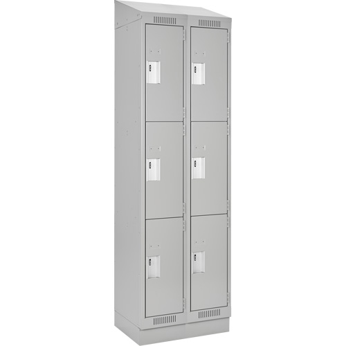 Clean Line Lockers, 3 -tier, Bank of 2, 24" x 18" x 82", Steel, Grey, Rivet (Assembled) Equipment World