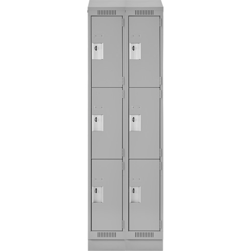 Clean Line Lockers, 3 -tier, Bank of 2, 24" x 18" x 82", Steel, Grey, Rivet (Assembled) Equipment World