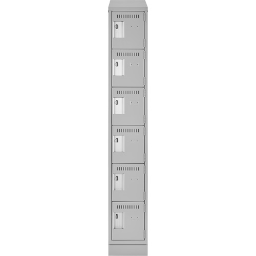 Clean Line Lockerette, 6 -tier, 12" x 18" x 82", Steel, Grey, Rivet (Assembled) Equipment World