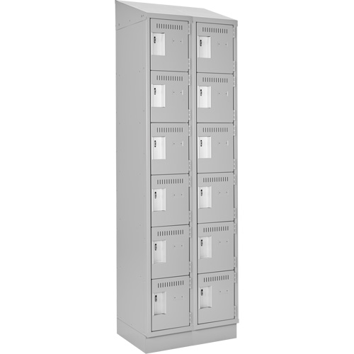 Clean Line Lockerette, 6 -tier, Bank of 2, 24" x 18" x 82", Steel, Grey, Rivet (Assembled) Equipment World