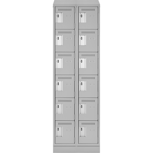 Clean Line Lockerette, 6 -tier, Bank of 2, 24" x 18" x 82", Steel, Grey, Rivet (Assembled) Equipment World