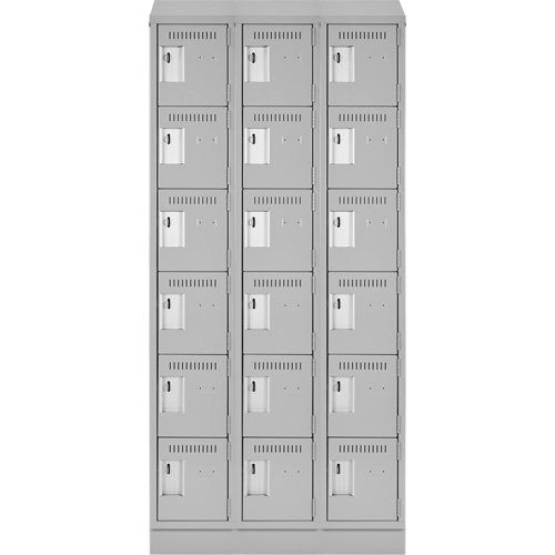 Clean Line Lockerette, 6 -tier, Bank of 3, 36" x 18" x 82", Steel, Grey, Rivet (Assembled) Equipment World
