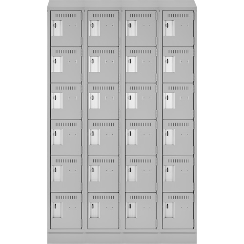 Clean Line Lockerette, 6 -tier, Bank of 4, 48" x 18" x 82", Steel, Grey, Rivet (Assembled) Equipment World