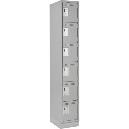 Clean Line Lockerette, 6 -tier, 12" x 18" x 76", Steel, Grey, Rivet (Assembled) Equipment World