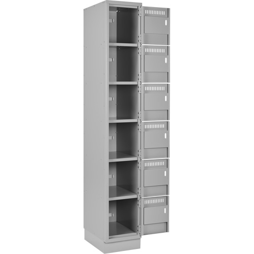 Clean Line Lockerette, 6 -tier, Bank of 4, 48" x 18" x 76", Steel, Grey, Rivet (Assembled) Equipment World