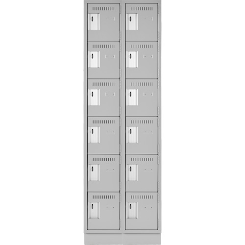 Clean Line Lockerette, 6 -tier, Bank of 2, 24" x 18" x 76", Steel, Grey, Rivet (Assembled) Equipment World