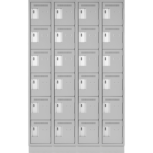 Clean Line Lockerette, 6 -tier, Bank of 4, 48" x 18" x 76", Steel, Grey, Rivet (Assembled) Equipment World