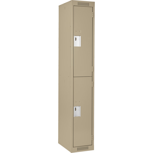 Clean Line Lockers, 2 -tier, 12" x 18" x 72", Steel, Beige, Rivet (Assembled) Equipment World