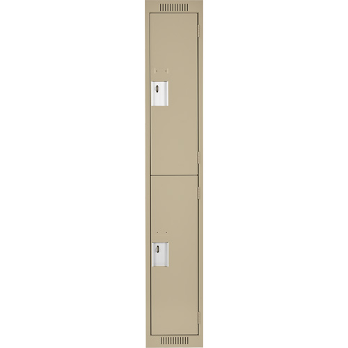 Clean Line Lockers, 2 -tier, 12" x 18" x 72", Steel, Beige, Rivet (Assembled) Equipment World