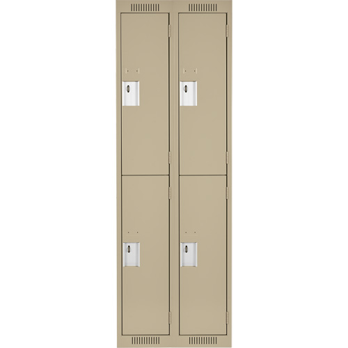 Clean Line Lockers, 2 -tier, Bank of 2, 24" x 18" x 72", Steel, Beige, Rivet (Assembled) Equipment World