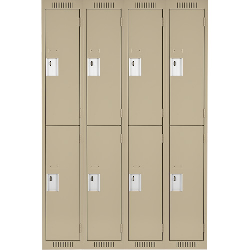 Clean Line Lockers, 2 -tier, Bank of 4, 48" x 18" x 72", Steel, Beige, Rivet (Assembled) Equipment World