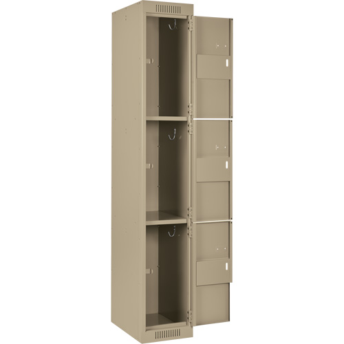 Clean Line Lockers, 3 -tier, Bank of 4, 48" x 18" x 72", Steel, Beige, Rivet (Assembled) Equipment World