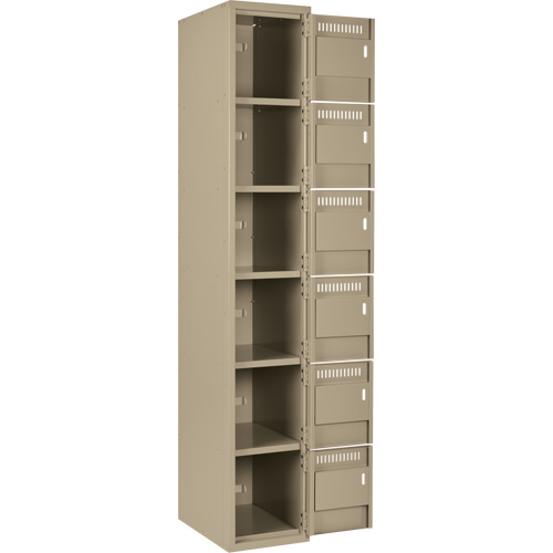 Petits casiers Clean Line, 6 niveaux, Bloc de 4, 48" x 18" x 72", Acier, Beige, Rivet (assembl&eacute;) Equipment World