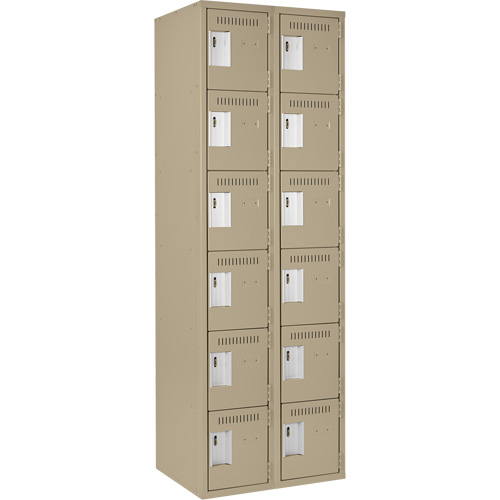 Petits casiers Clean Line, 6 niveaux, Bloc de 2, 24" x 18" x 72", Acier, Beige, Rivet (assembl&eacute;) Equipment World