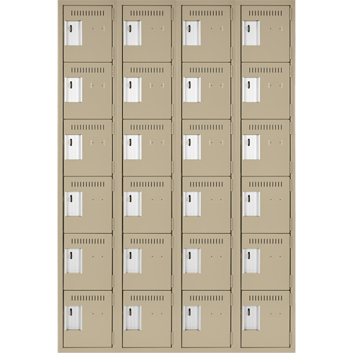 Petits casiers Clean Line, 6 niveaux, Bloc de 4, 48" x 18" x 72", Acier, Beige, Rivet (assembl&eacute;) Equipment World