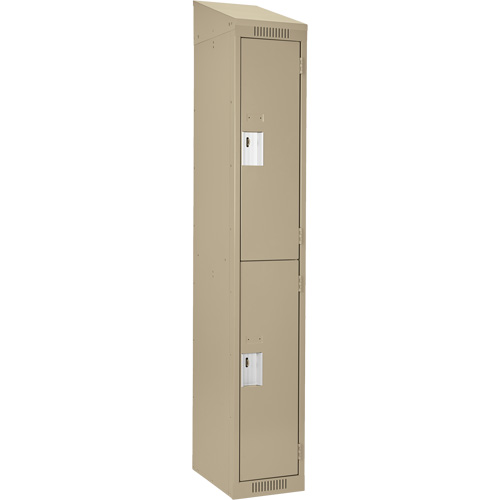 Clean Line Lockers, 2 -tier, 12" x 18" x 78", Steel, Beige, Rivet (Assembled) Equipment World