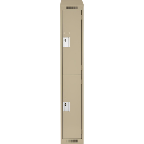 Clean Line Lockers, 2 -tier, 12" x 18" x 78", Steel, Beige, Rivet (Assembled) Equipment World