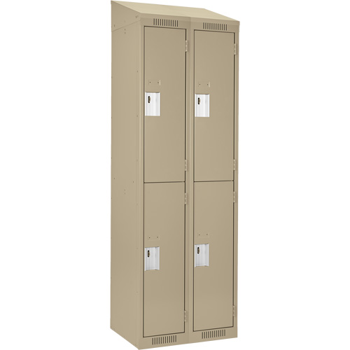 Clean Line Lockers, 2 -tier, Bank of 2, 24" x 18" x 78", Steel, Beige, Rivet (Assembled) Equipment World