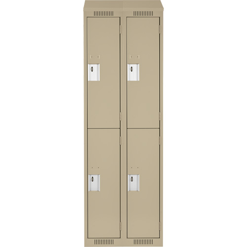 Clean Line Lockers, 2 -tier, Bank of 2, 24" x 18" x 78", Steel, Beige, Rivet (Assembled) Equipment World