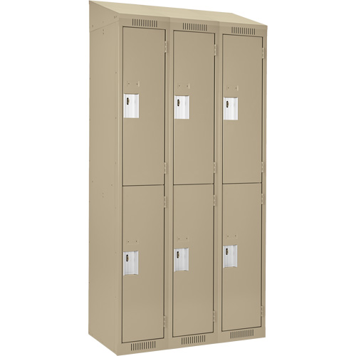 Clean Line Lockers, 2 -tier, Bank of 3, 36" x 18" x 78", Steel, Beige, Rivet (Assembled) Equipment World