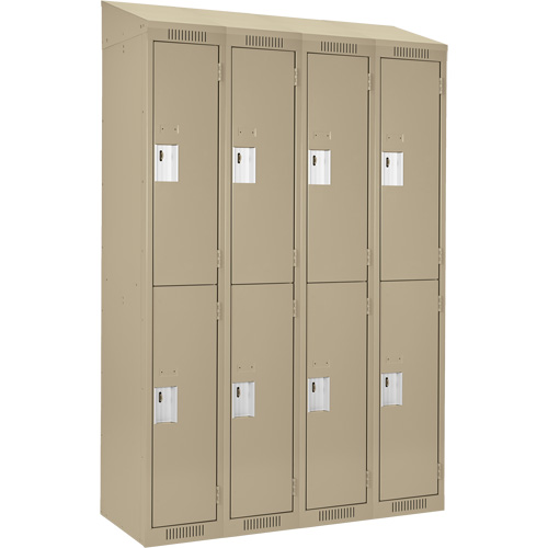 Clean Line Lockers, 2 -tier, Bank of 4, 48" x 18" x 78", Steel, Beige, Rivet (Assembled) Equipment World