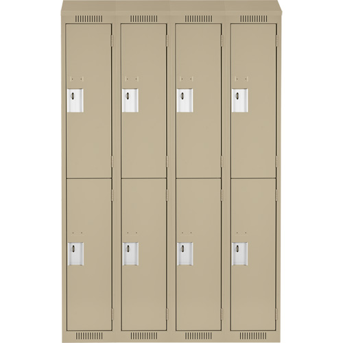 Clean Line Lockers, 2 -tier, Bank of 4, 48" x 18" x 78", Steel, Beige, Rivet (Assembled) Equipment World