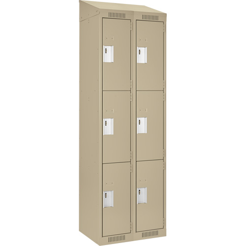 Casiers Clean Line, 3 niveaux, Bloc de 2, 24" x 18" x 78", Acier, Beige, Rivet (assembl&eacute;) Equipment World