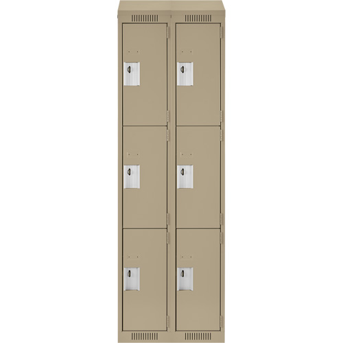Casiers Clean Line, 3 niveaux, Bloc de 2, 24" x 18" x 78", Acier, Beige, Rivet (assembl&eacute;) Equipment World