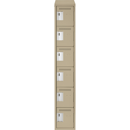 Petits casiers Clean Line, 6 niveaux, 12" x 18" x 78", Acier, Beige, Rivet (assembl&eacute;) Equipment World