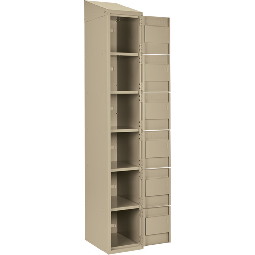 Petits casiers Clean Line, 6 niveaux, Bloc de 4, 48" x 18" x 78", Acier, Beige, Rivet (assembl&eacute;) Equipment World