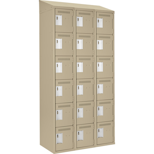 Petits casiers Clean Line, 6 niveaux, Bloc de 3, 36" x 18" x 78", Acier, Beige, Rivet (assembl&eacute;) Equipment World