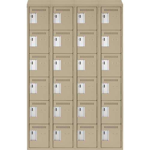 Petits casiers Clean Line, 6 niveaux, Bloc de 4, 48" x 18" x 78", Acier, Beige, Rivet (assembl&eacute;) Equipment World