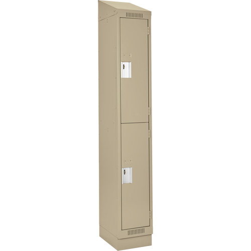 Clean Line Lockers, 2 -tier, 12" x 18" x 82", Steel, Beige, Rivet (Assembled) Equipment World