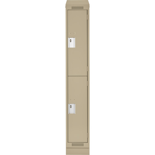 Clean Line Lockers, 2 -tier, 12" x 18" x 82", Steel, Beige, Rivet (Assembled) Equipment World