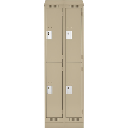 Casiers Clean Line, 2 niveaux, Bloc de 2, 24" x 18" x 82", Acier, Beige, Rivet (assembl&eacute;) Equipment World