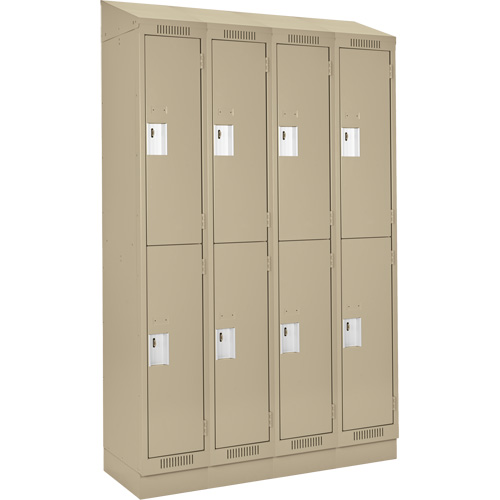 Clean Line Lockers, 2 -tier, Bank of 4, 48" x 18" x 82", Steel, Beige, Rivet (Assembled) Equipment World