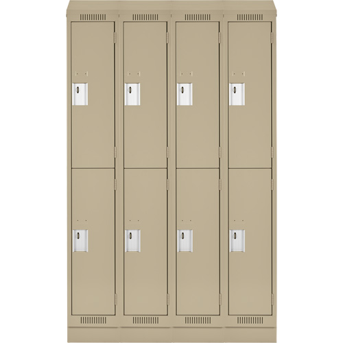 Clean Line Lockers, 2 -tier, Bank of 4, 48" x 18" x 82", Steel, Beige, Rivet (Assembled) Equipment World