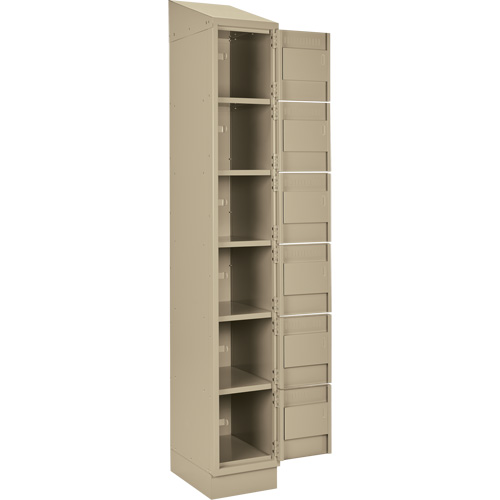 Clean Line Lockerette , 6 -tier, Bank of 4, 48" x 18" x 82", Steel, Beige, Rivet (Assembled) Equipment World