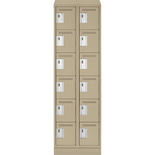 Petits casiers Clean Line, 6 niveaux, Bloc de 2, 24" x 18" x 82", Acier, Beige, Rivet (assembl&eacute;) Equipment World