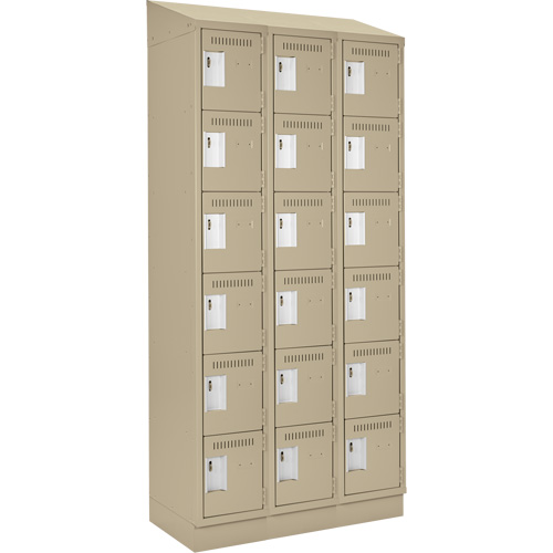 Petits casiers Clean Line, 6 niveaux, Bloc de 3, 36" x 18" x 82", Acier, Beige, Rivet (assembl&eacute;) Equipment World