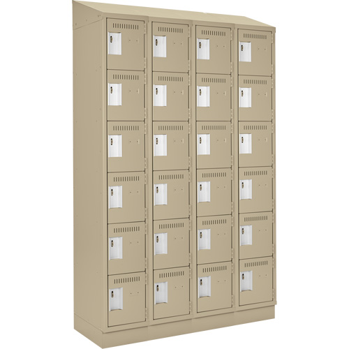 Clean Line Lockerette , 6 -tier, Bank of 4, 48" x 18" x 82", Steel, Beige, Rivet (Assembled) Equipment World