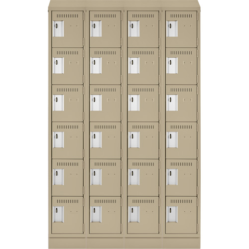 Clean Line Lockerette , 6 -tier, Bank of 4, 48" x 18" x 82", Steel, Beige, Rivet (Assembled) Equipment World