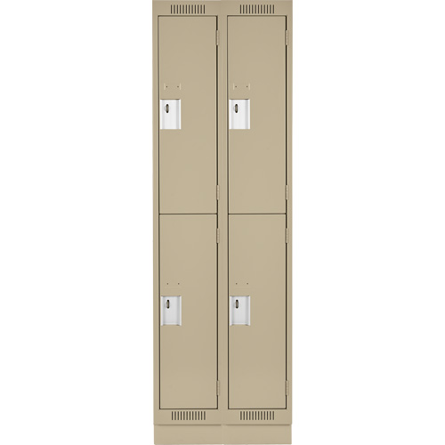Casiers Clean Line, 2 niveaux, Bloc de 2, 24" x 18" x 76", Acier, Beige, Rivet (assembl&eacute;) Equipment World