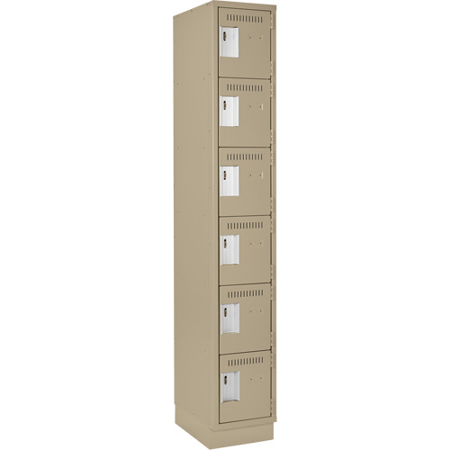 Clean Line Lockerette, 6 -tier, 12" x 18" x 76", Steel, Beige, Rivet (Assembled) Equipment World