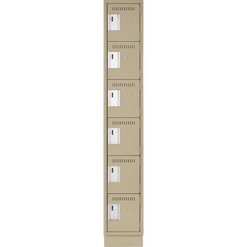 Clean Line Lockerette, 6 -tier, 12" x 18" x 76", Steel, Beige, Rivet (Assembled) Equipment World